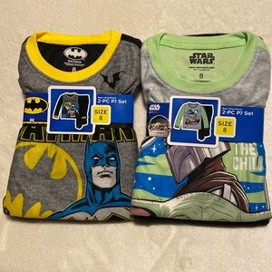 Lot of 2 Batman Star Wars PJ sets boys Size 8